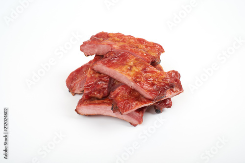 Grilled pork ribs isolated on white background