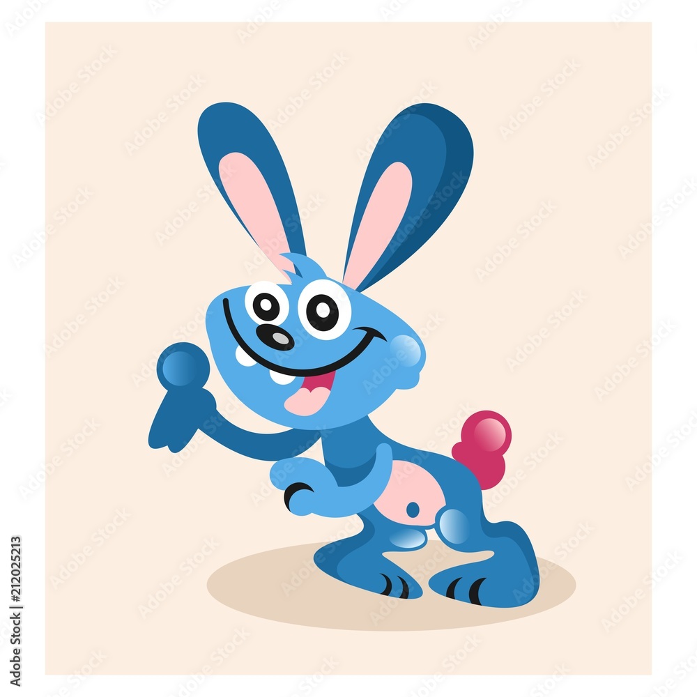 funny cheerful blue rabbit mascot cartoon character funny cheerful blue rabbit mascot cartoon character