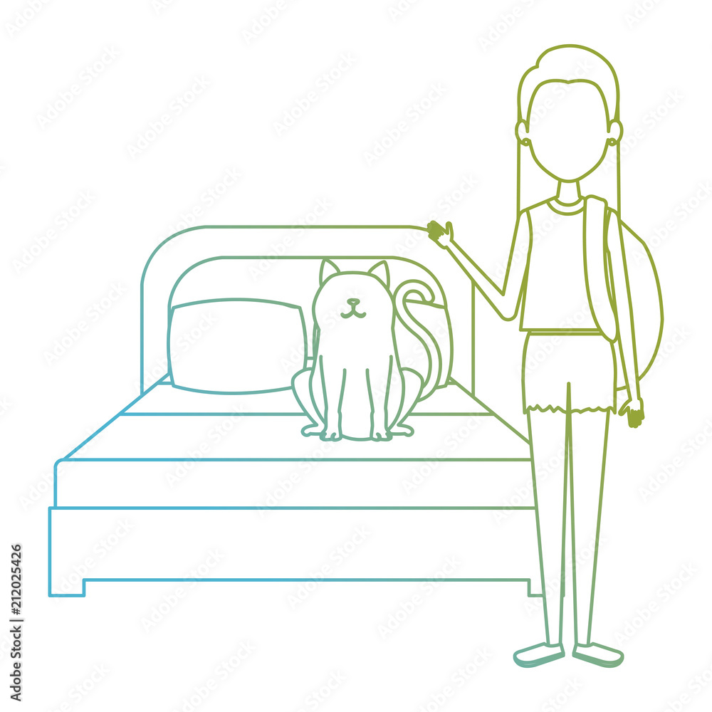 young woman with cat in the bedroom characters young woman with cat in the bedroom characters