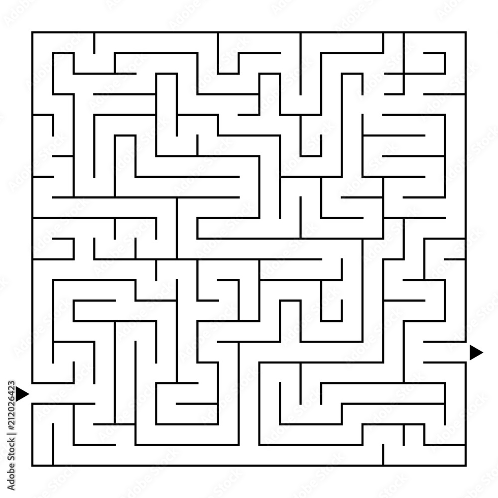 Abstract complex square isolated labyrinth. Black color on a white background. An interesting game for children and adults. Simple flat vector illustration. Abstract complex square isolated labyrinth. Black color on a white background. An interesting game for children and adults. Simple flat vector illustration.