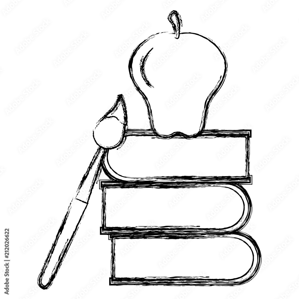 education text books with apple and brush vector illustration design education text books with apple and brush vector illustration design