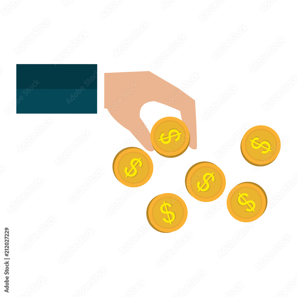hand with coins money vector illustration design hand with coins money vector illustration design