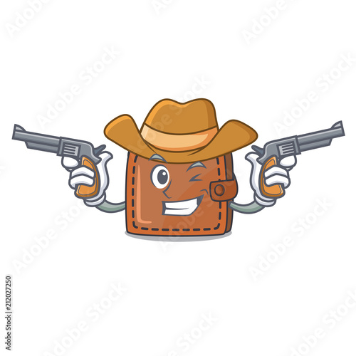 Cowboy wallet character cartoon style