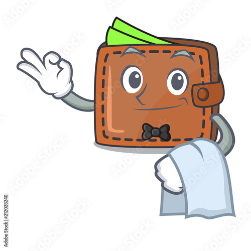 Waiter wallet mascot cartoon style