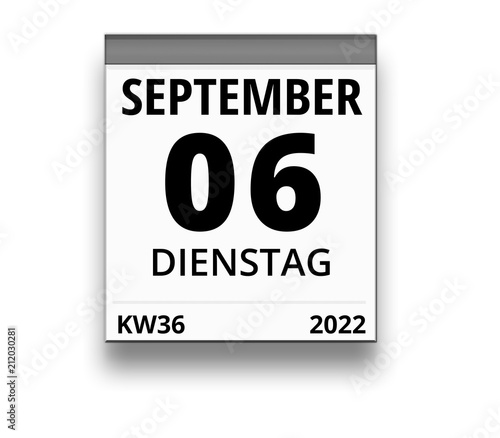 Kalender für Dienstag, 6. SEPTEMBER 2022 (Woche 36)