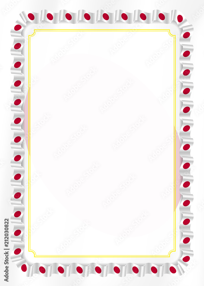Frame and border of ribbon with Japan flag, template elements for your certificate and diploma