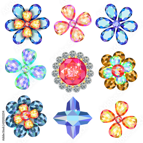 Set of colored gems
