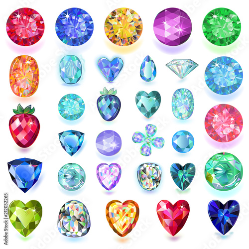 Set of colored gems