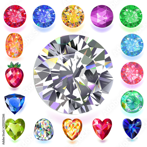 Set of colored gems