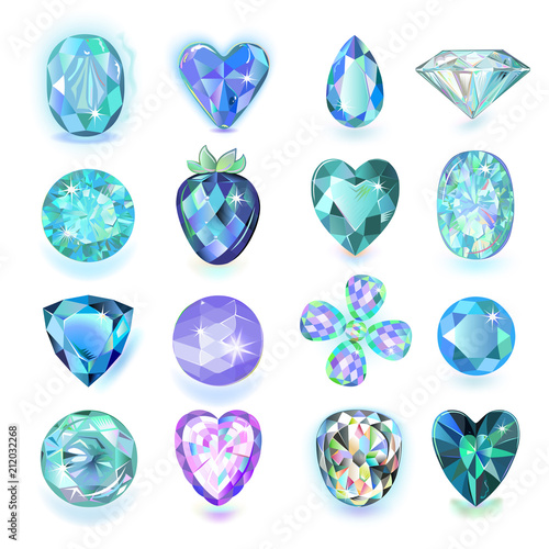 Set of colored gems