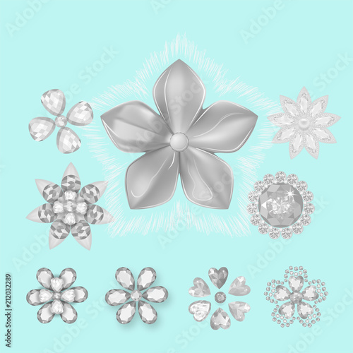 Pocket bag gemstones jewelry flower pattern set