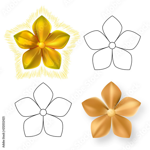 Golden metal pattern flower five petal