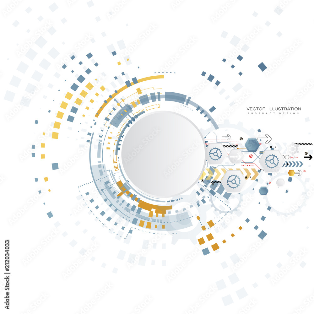 technology gear wheel colorful circuit board engineering various elements design tech on light background process copy space banner vector illustration technology gear wheel colorful circuit board engineering various elements design tech on light background process copy space banner vector illustration