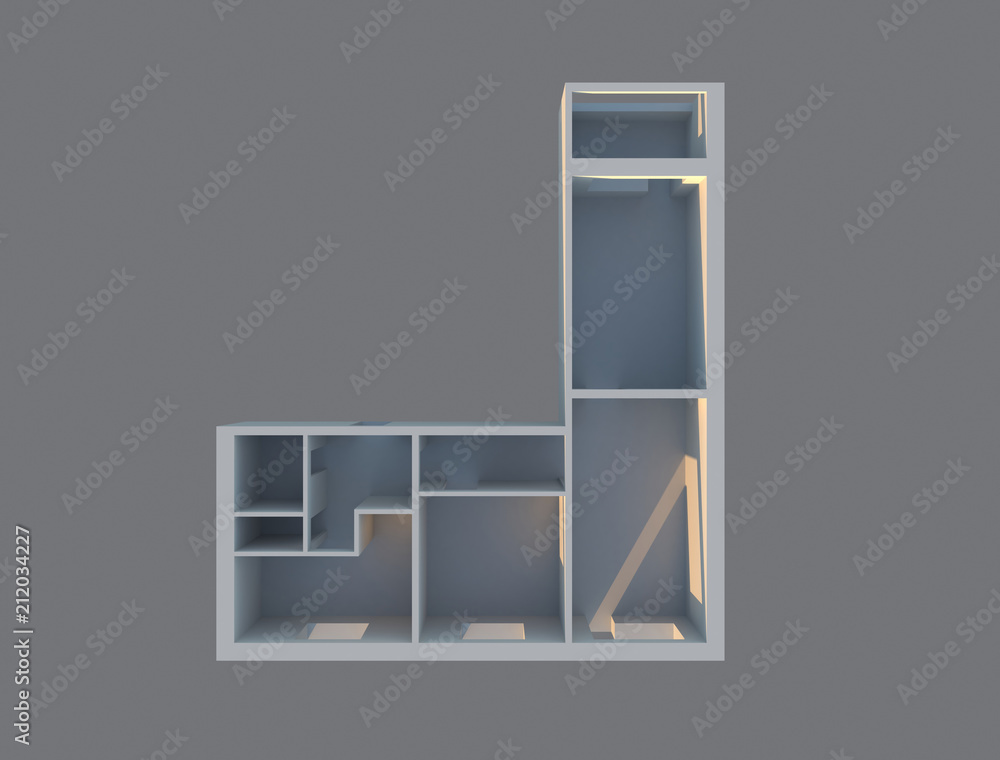 3d render designe apartments top view, construction plane