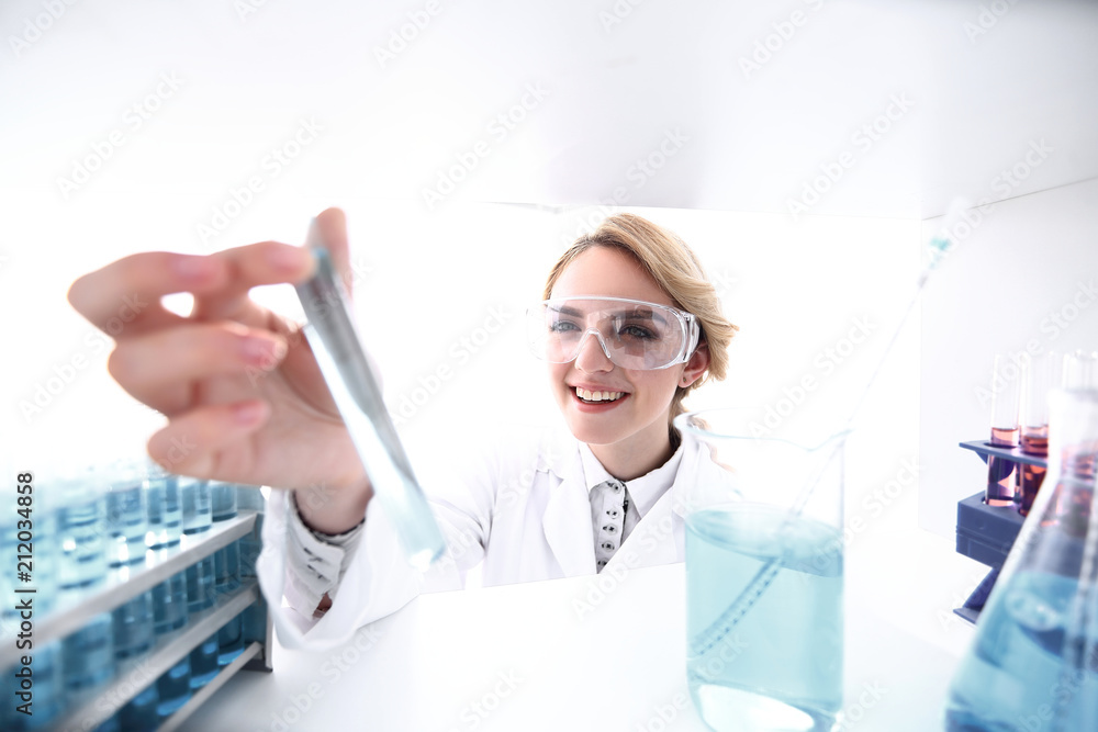 closeup.portrait of doctor biologist in the lab. closeup.portrait of doctor biologist in the lab.