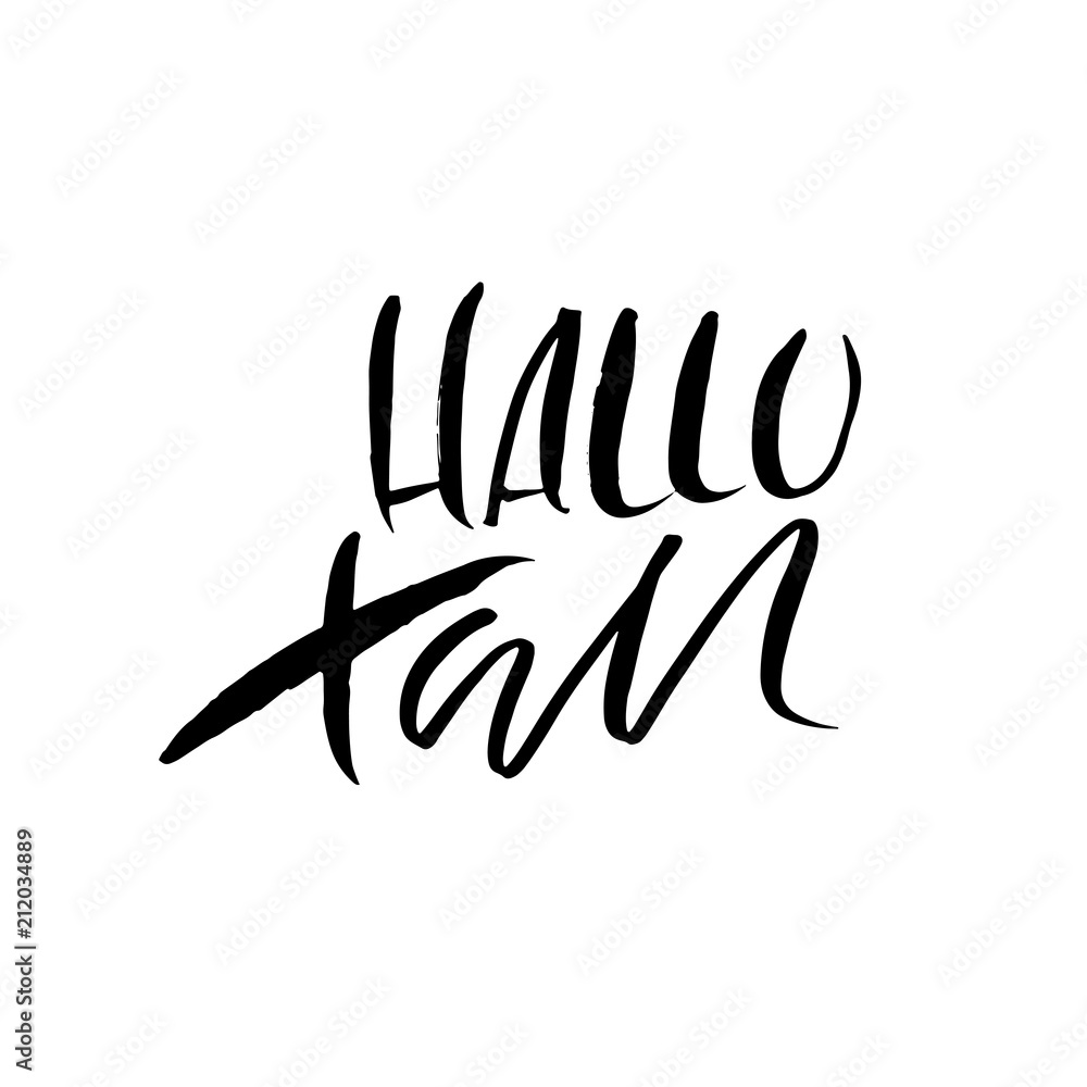 Fototapeta premium Handwritten calligraphy autumn quote. Modern brush lettering. Typography black and white banner. Vector illustration.