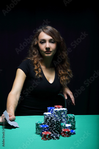 beautiful woman with poker cards