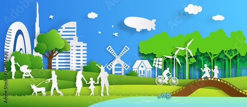 Nature cityscape background and eco friendly concept.