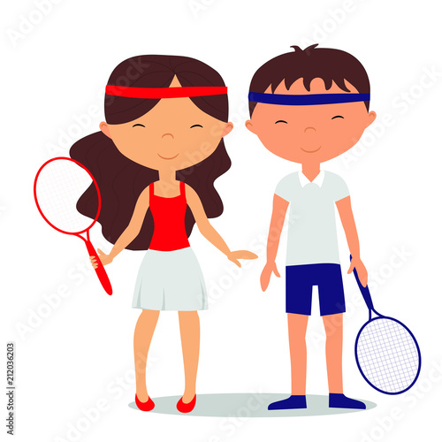  vector illustration tennis players girl and guy