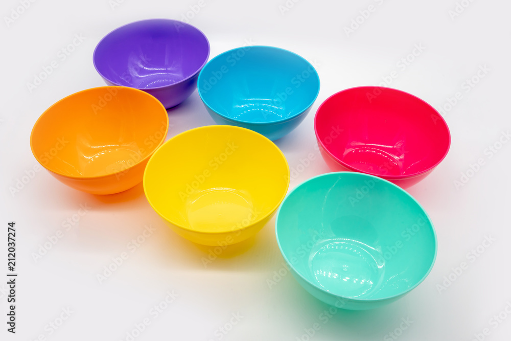 Colorful plastic bowl isolated on white Colorful plastic bowl isolated on white
