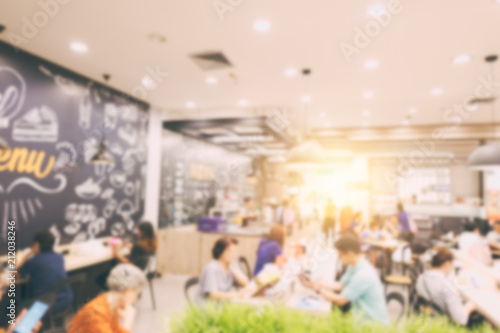 Blur Canteen foor court dining room hall in modern super market shopping all lifestyle photo