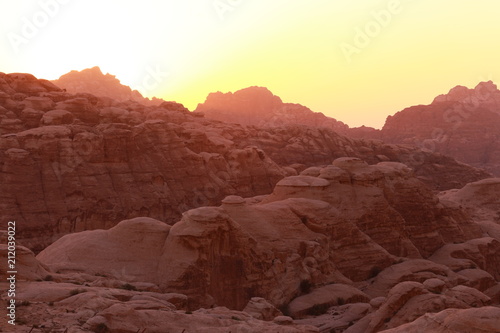 Petra mountains at the sunset, Jordan