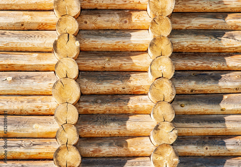 wooden background of logs wooden background of logs