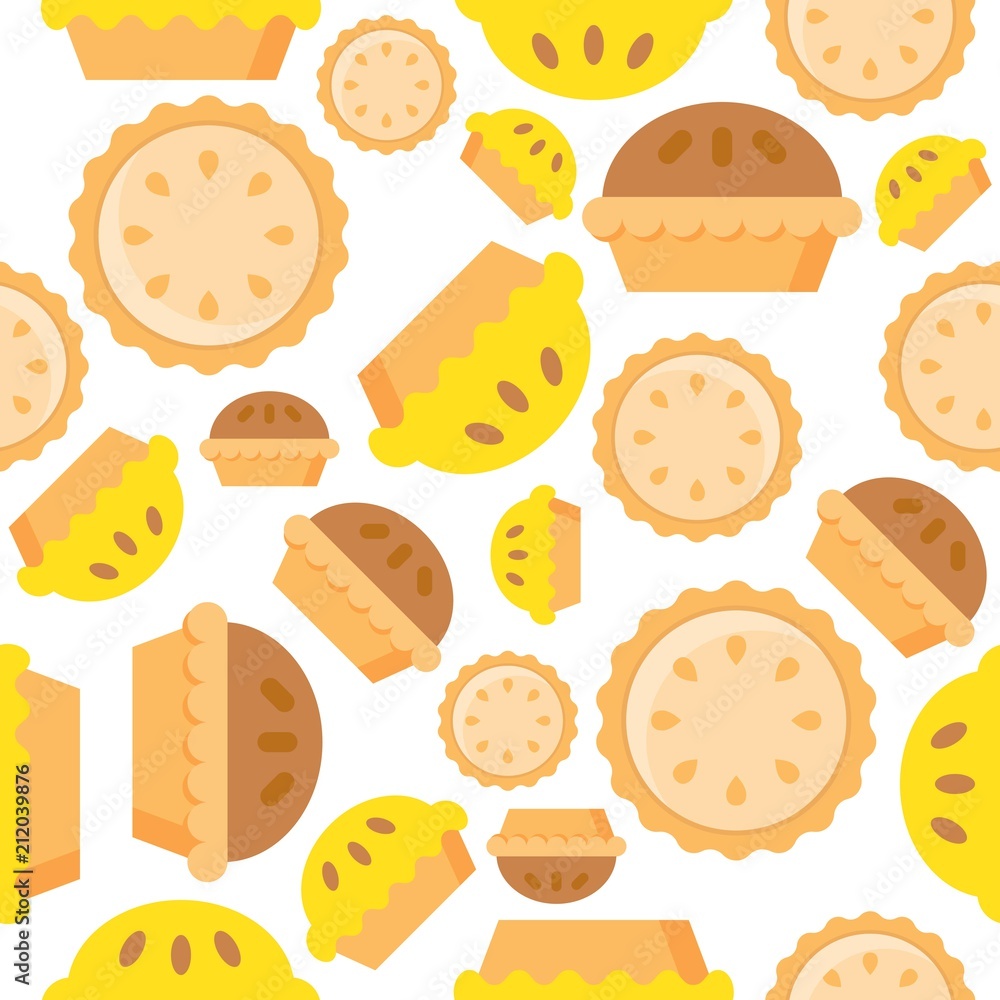 Pie Seamless pattern bakery product flat design