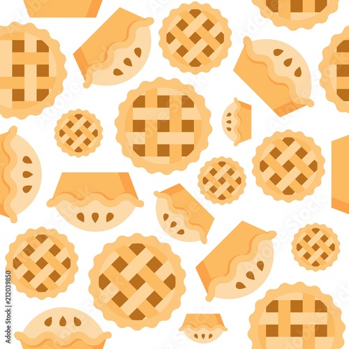 Pie Seamless pattern bakery product flat design