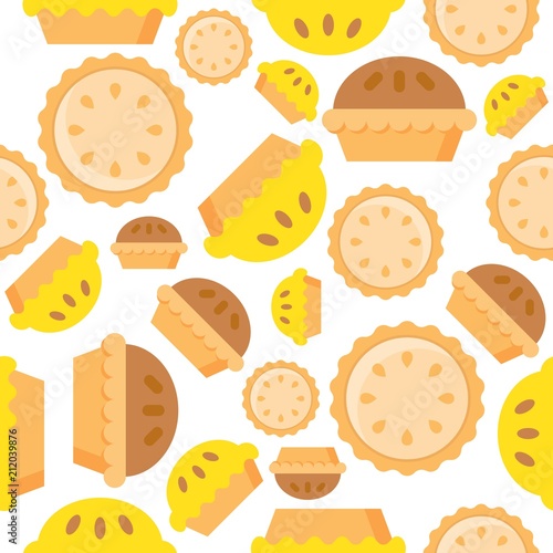 Pie Seamless pattern bakery product flat design