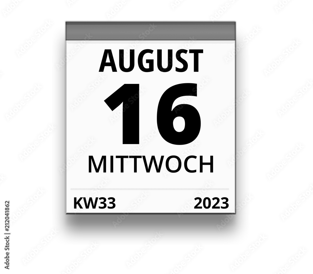 Kalender für Mittwoch, 16. AUGUST 2023 (Woche 33) Kalender für Mittwoch, 16. AUGUST 2023 (Woche 33)