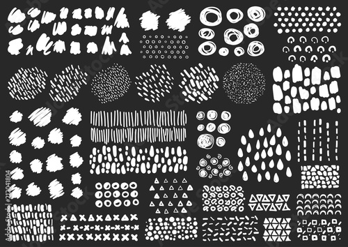 Vector set hand drawn scribbles with brush strokes