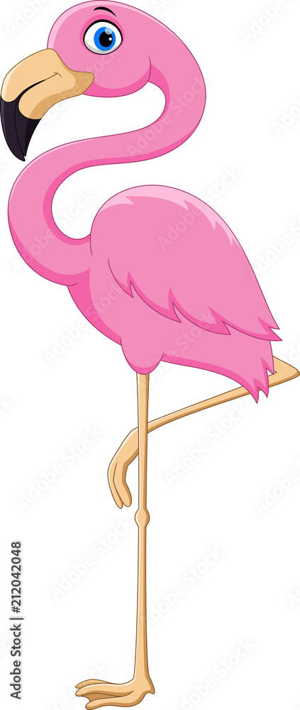 Obraz premium Kreskówka różowy ptak flamingo
