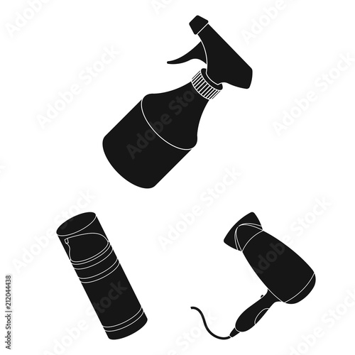 Barbershop and equipment black icons in set collection for design. Haircut and shave vector symbol stock web illustration.