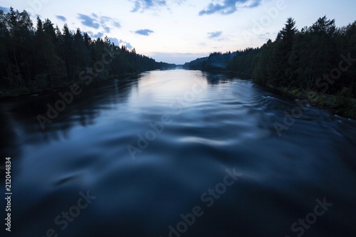 River in summer at midnight, Harjedalen, Central Sweden, Sweden, Europe photo