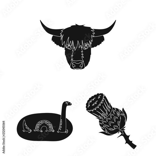 Country Scotland black icons in set collection for design. Sightseeing, culture and tradition vector symbol stock web illustration.