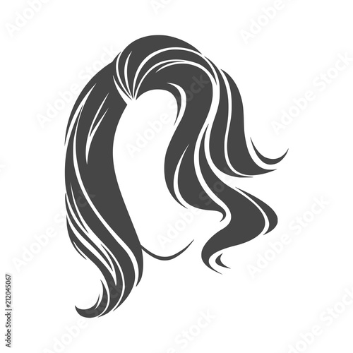 Women hair style icon, logo women face on white background 