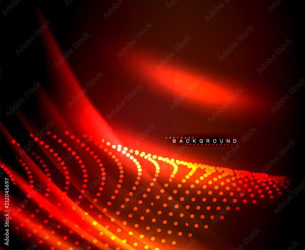 Neon glowing techno lines, hi-tech futuristic abstract background template with square shapes Neon glowing techno lines, hi-tech futuristic abstract background template with square shapes