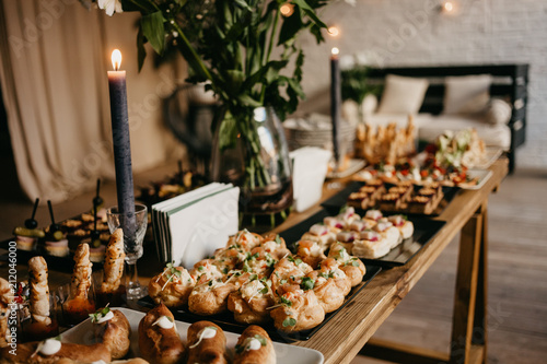 a variety of snacks on the table photo