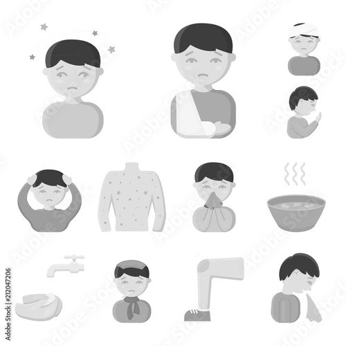 The sick man monochrome icons in set collection for design.Illness and treatment vector symbol stock web illustration.