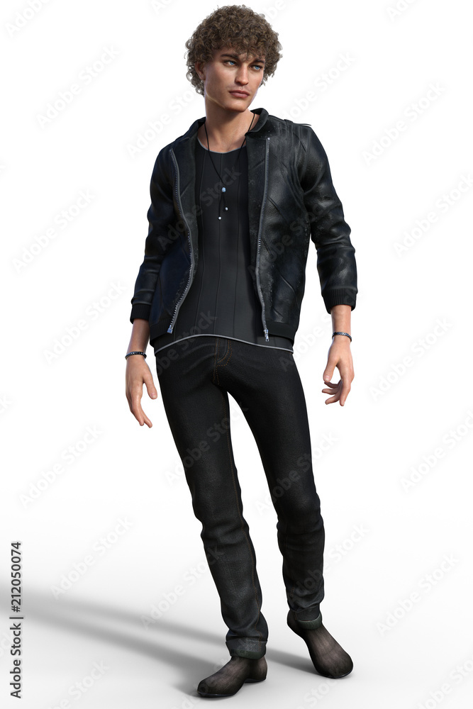 Handsome trendy guy in urban casual outfit isolated on white. 3d render.. Handsome trendy guy in urban casual outfit isolated on white. 3d render..