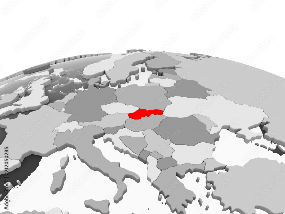 Slovakia on grey globe