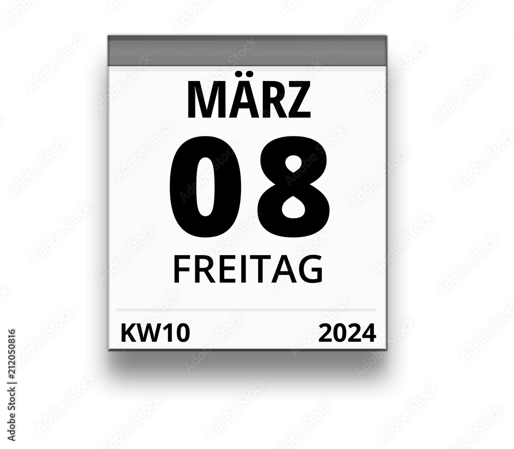 Kalender für Freitag, 8. MÄRZ 2024 (Woche 10) Stock Illustration