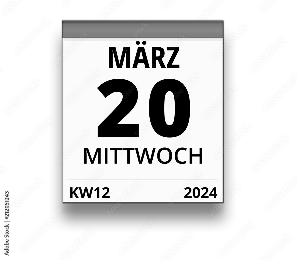 Kalender für Mittwoch, 20. MÄRZ 2024 (Woche 12) Kalender für Mittwoch, 20. MÄRZ 2024 (Woche 12)