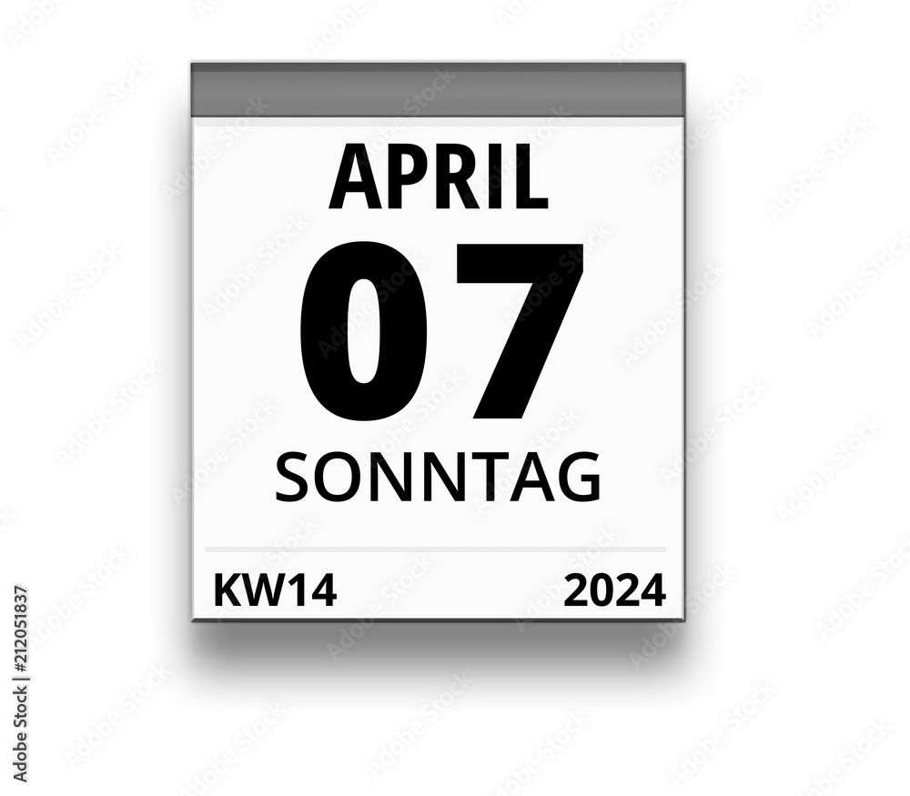 Obraz premium Kalender für Sonntag, 7. APRIL 2024 (Woche 14)