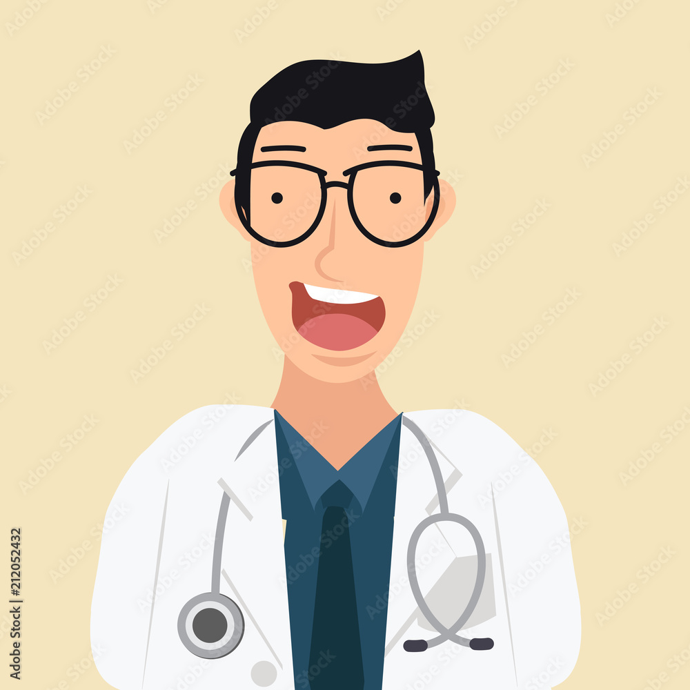 Fototapeta premium young man doctor cartoon