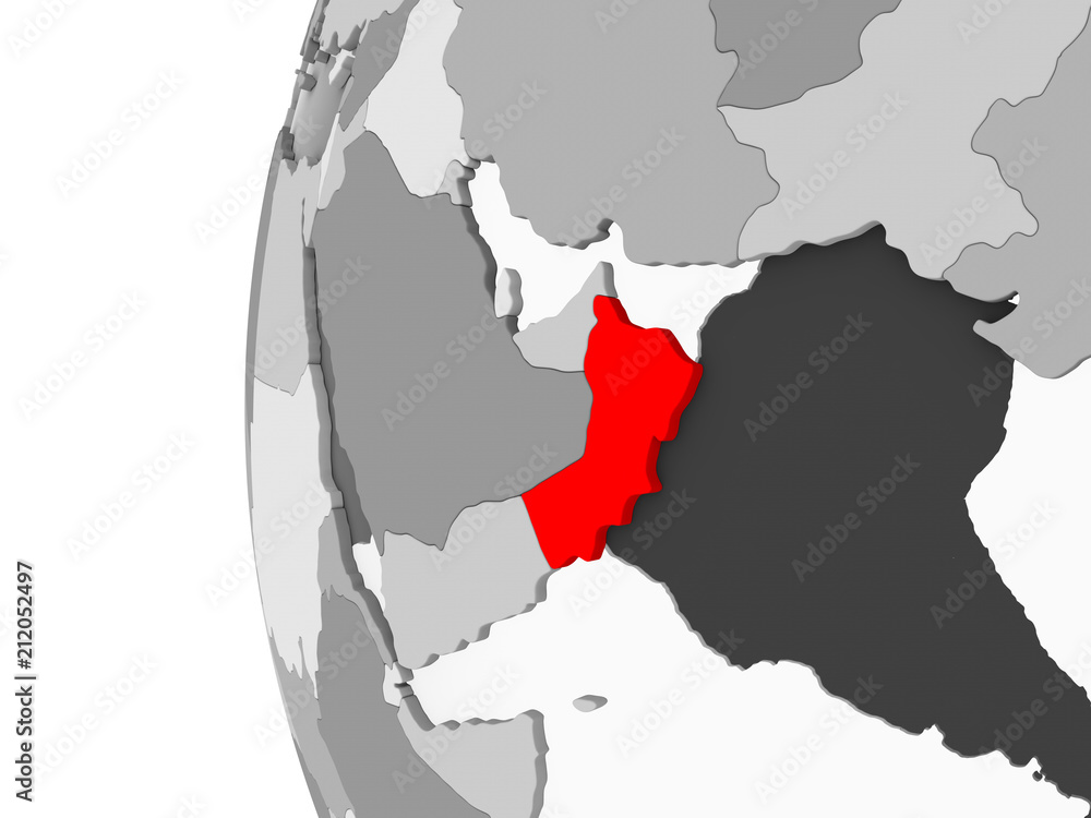 Obraz premium Oman on grey globe