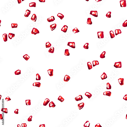 Seamless Pattern of garnet seeds on white background for web , fashion clothing, bedding , interior prints