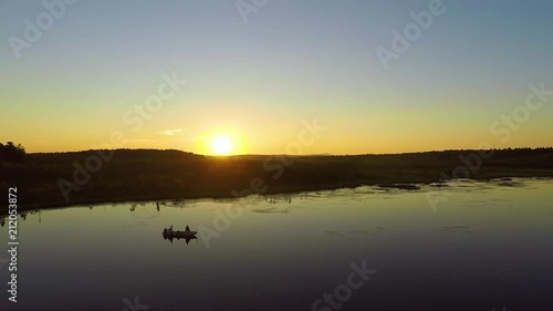 Wallpaper Mural Boat on a lake with two guys fishing at sunset Torontodigital.ca