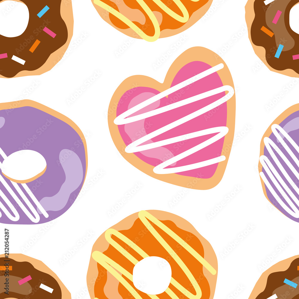 Cute seamless pattern with donuts and cookies